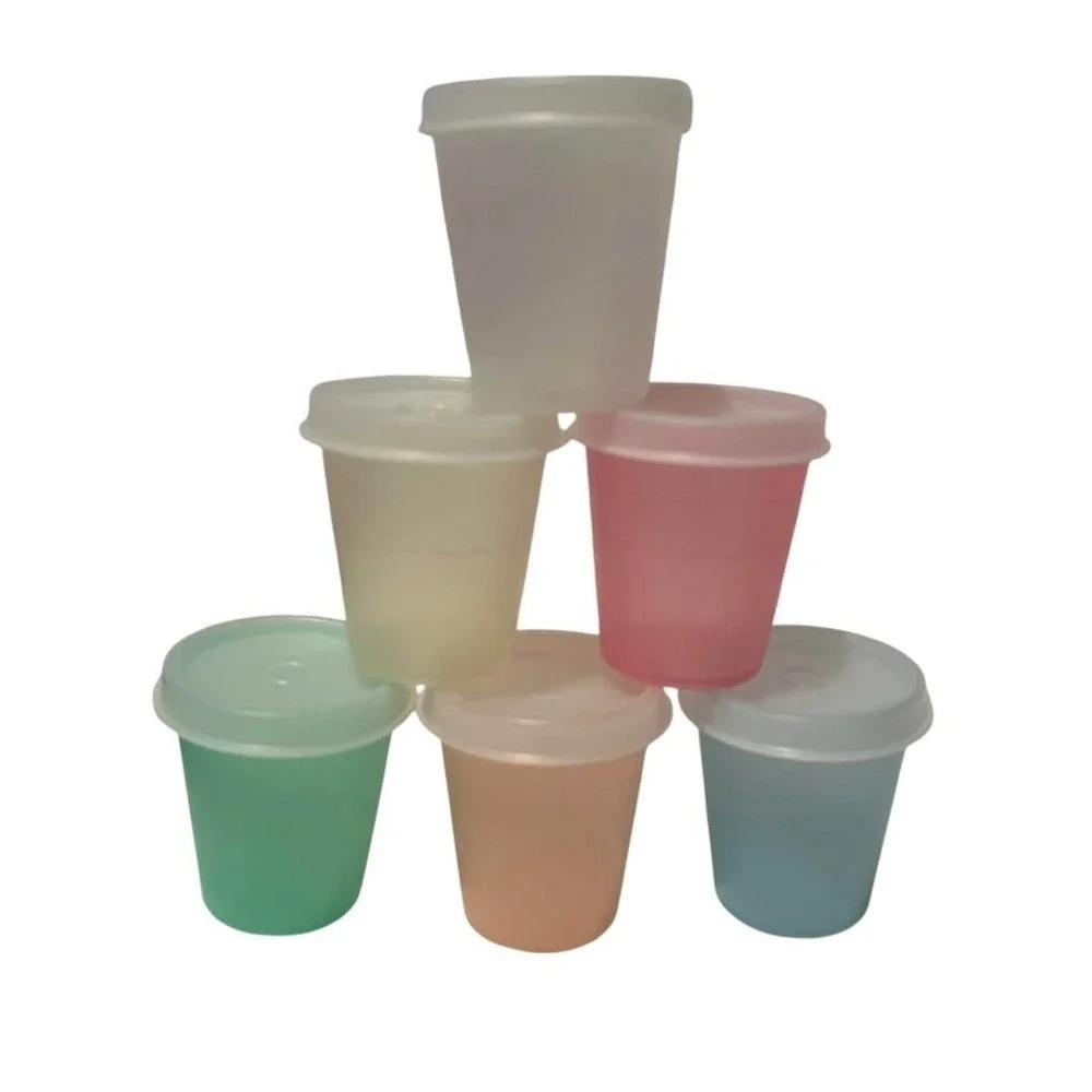 Vintage Tupperware Midgets Mini 2 oz Food Storage Containers Cups 101 Lids 6